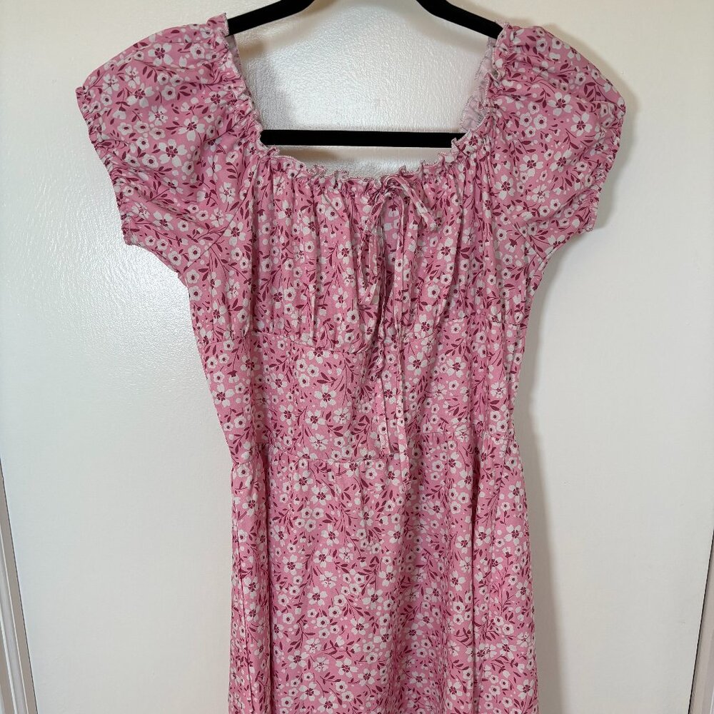 90s Style Pink Floral Babydoll Dress- Size M/6